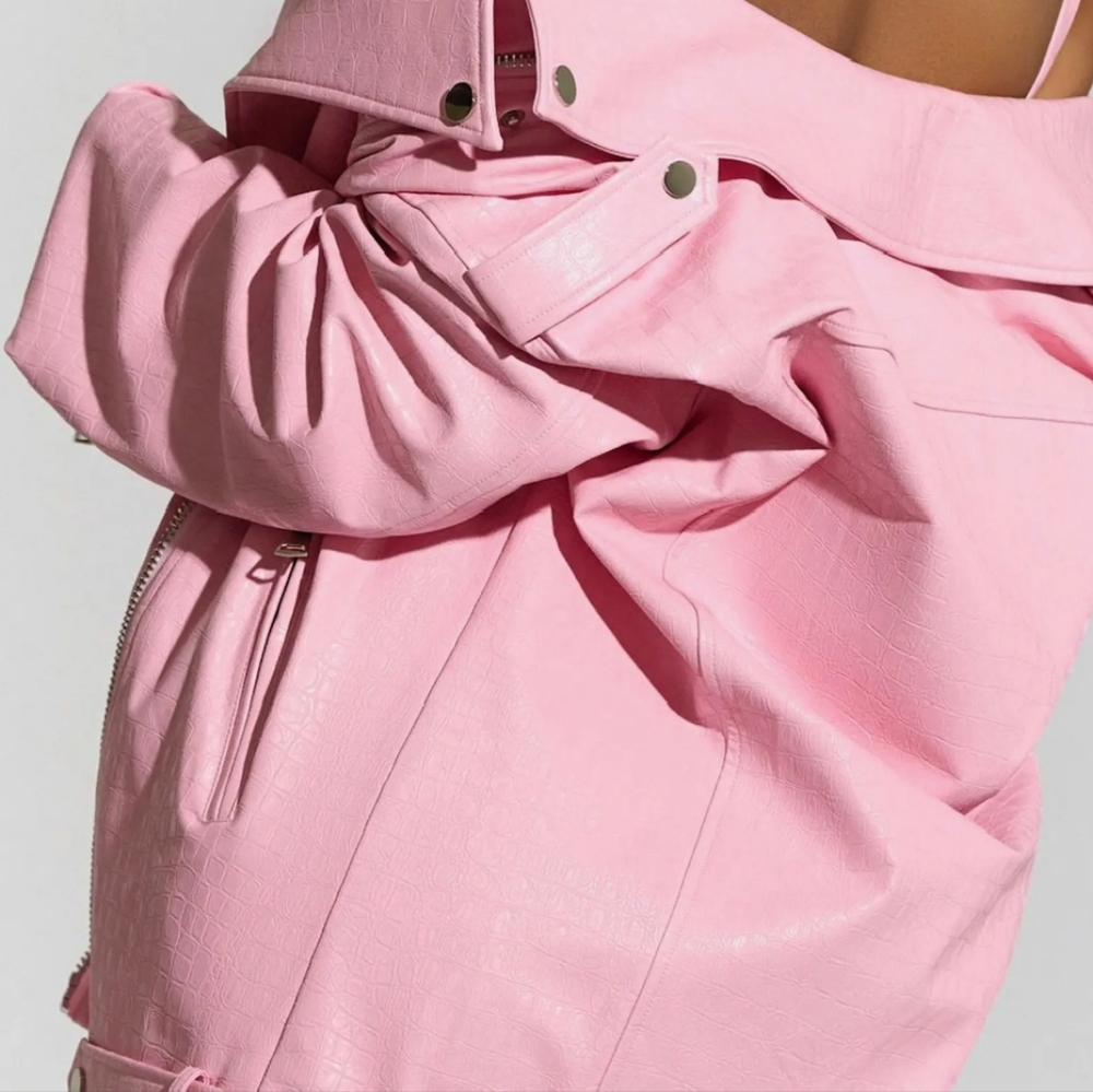 Moto Croc Embossed Faux Leather jacket